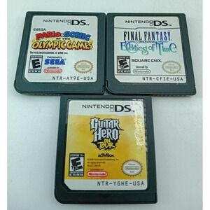 3x Nintendo DS lot Mario Sonic Olympic/Final Fantasy/Guitar Hero Cartridges Only